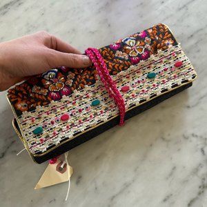 Colorful, beaded clutch or jewelry roll organizer - NEW